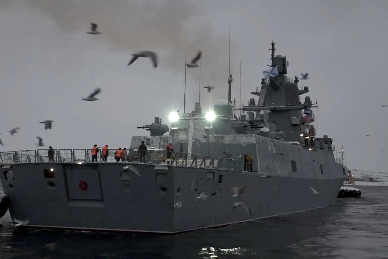 The Russian frigate "Admiral of the Fleet of the Soviet Union Gorshkov" leaves the naval base in Severomorsk