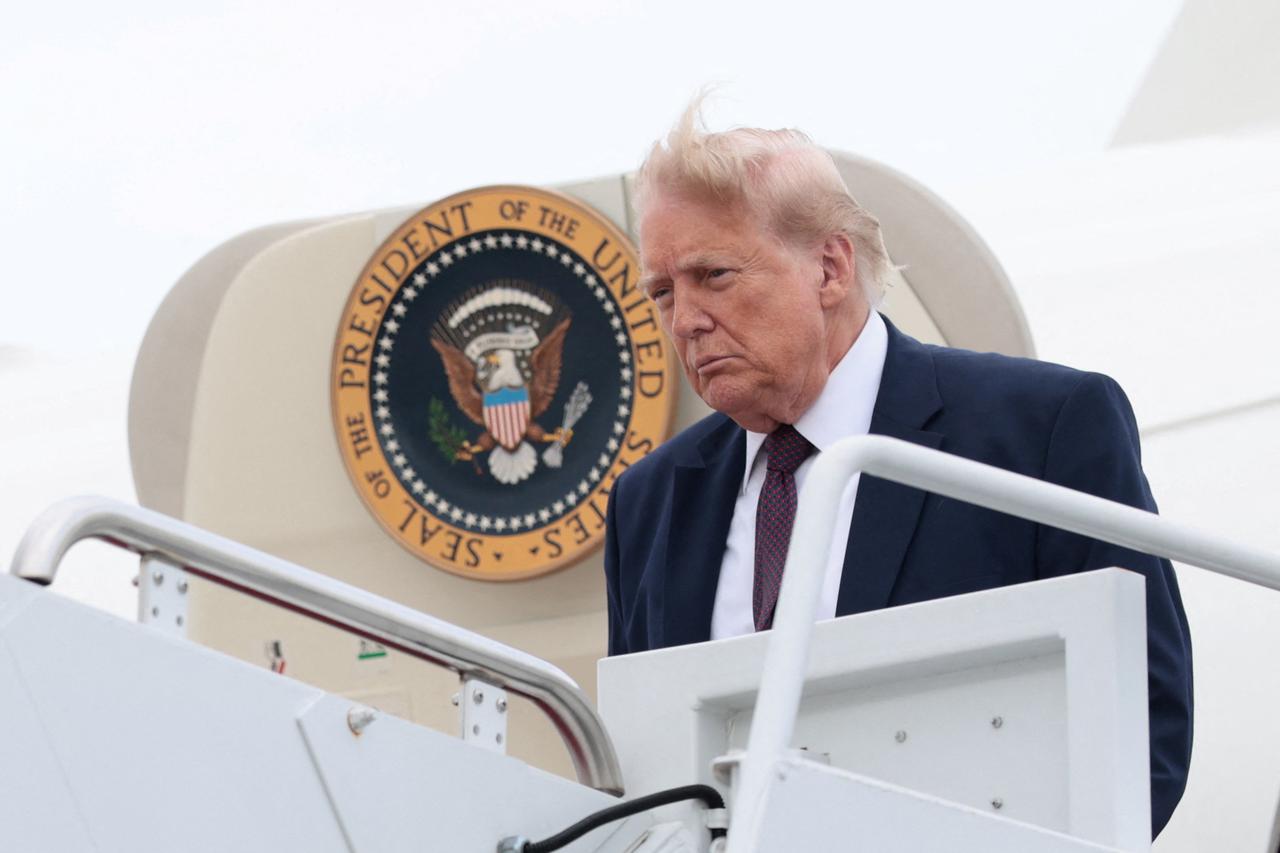 U.S. President Donald Trump arrives at Joint Base Andrews