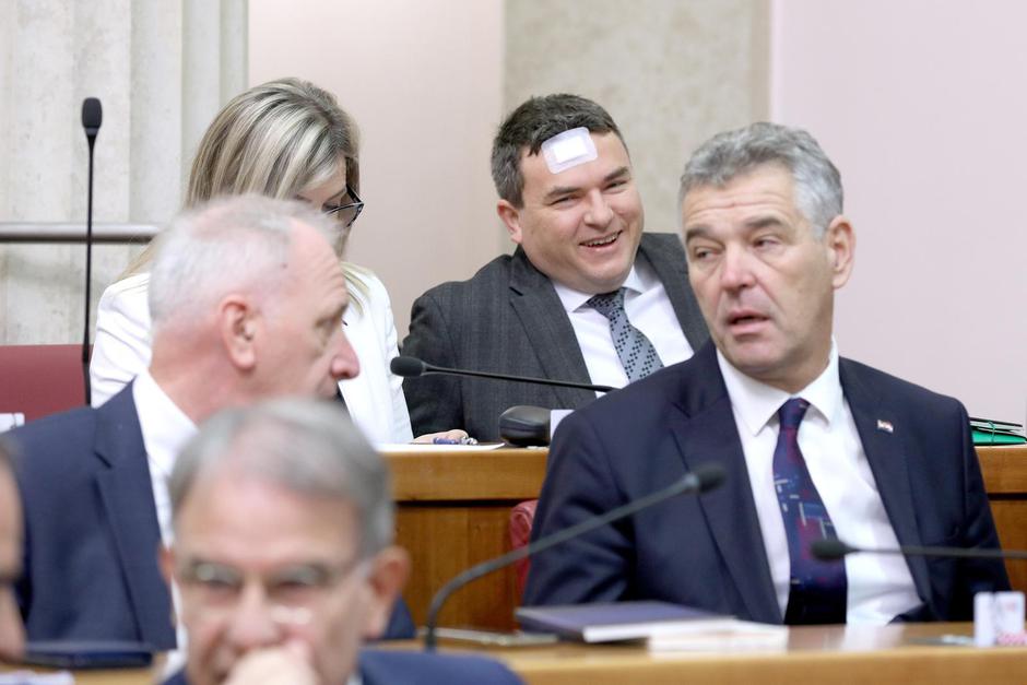 Zagreb: Zastupnik Brkan na sjednicu Sabora došao s velikim flasterom