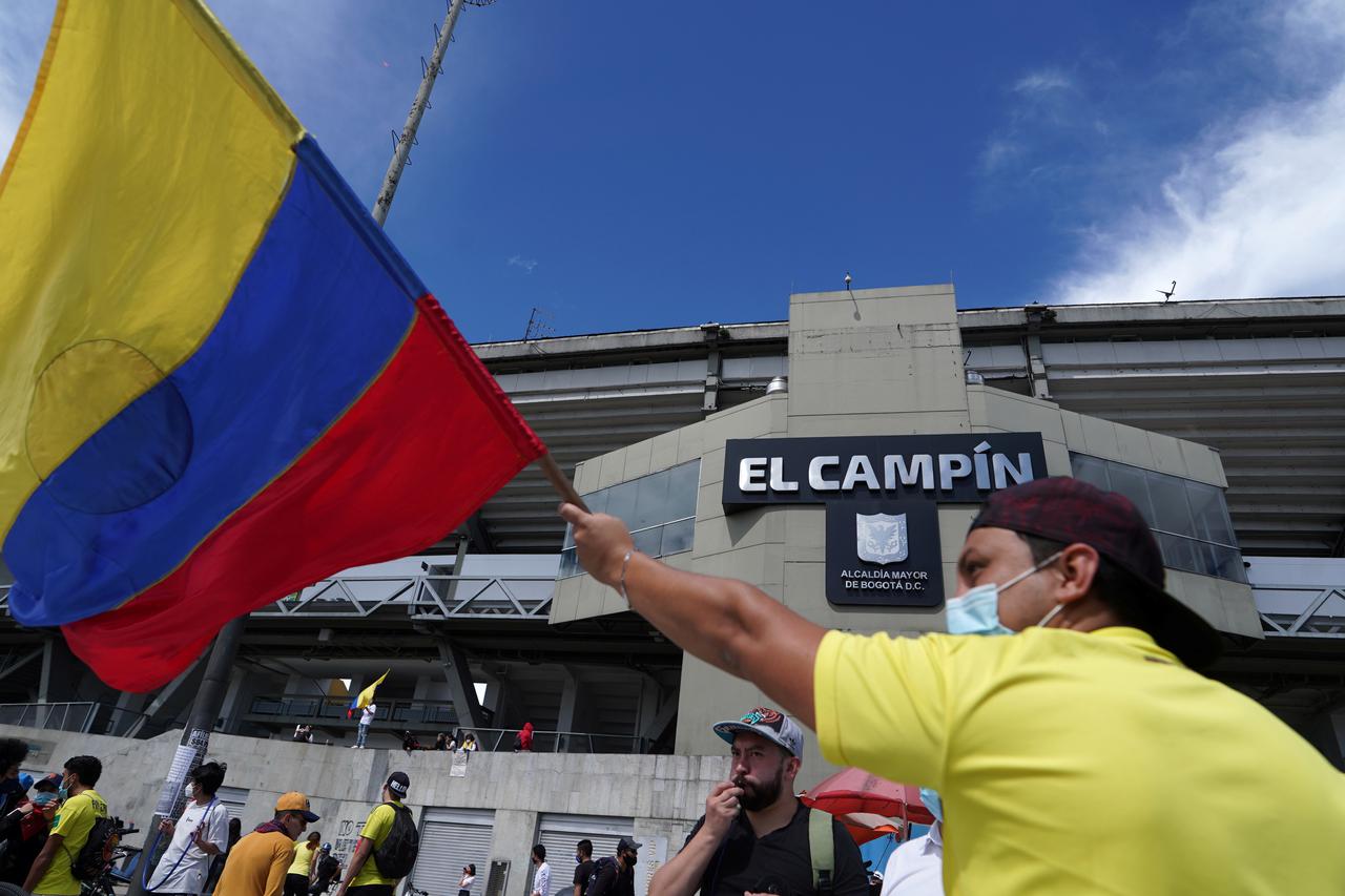 Soccer fans protest demanding the cancellation of the 2021 Copa America in Bogota