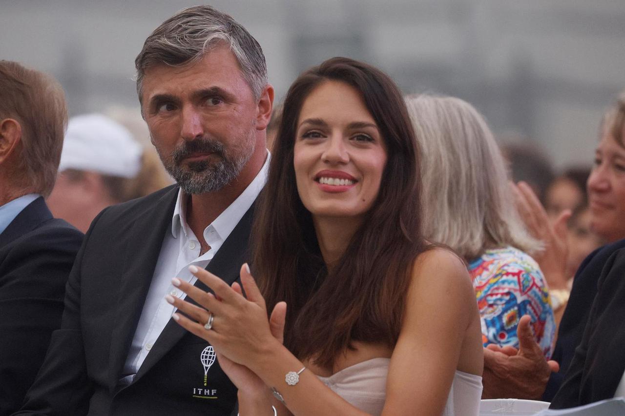 Goran Ivanisevic of Croatia is inducted into the International Tennis Hall of Fame in Newport