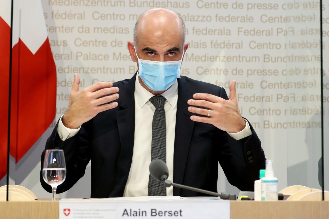 Swiss Interior Minister Berset addresses a news conference in Bern