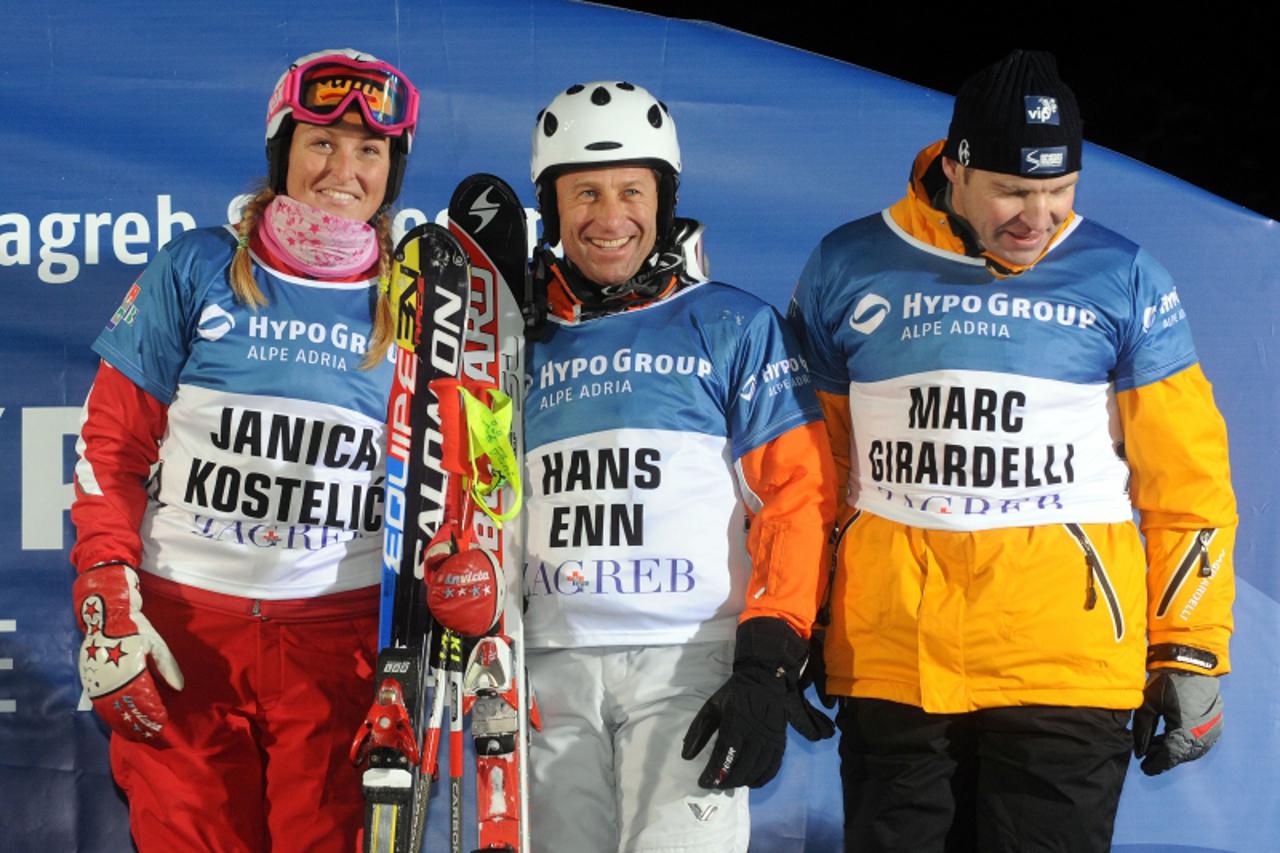 'sport...Zagreb...04.01.2009. Sljeme, skijanje, Hypo Zagreb Ski Legends, utrka skijaskih legendi, prvi Hans Enn, druga Janica Kostelic, treci NMarc Girardelli,  Photo: Goran Stanzl/Vecernji list'