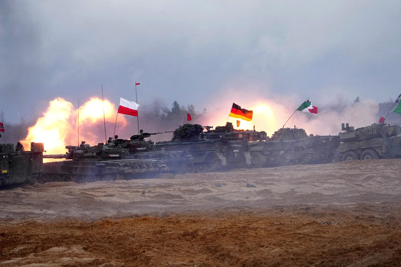 NATO Enhanced Forward Presence battle groups attend Iron Spear 2022 military drill in Adazi