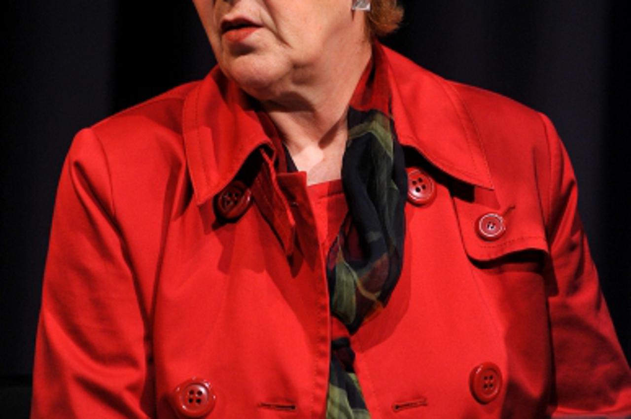 '23.04.2009., Zagreb - Sindikati su odrzali skup u kino dvorani Studentskog centra. Ljubica Pilic.  Photo: Marko Lukunic/Vecernji list'