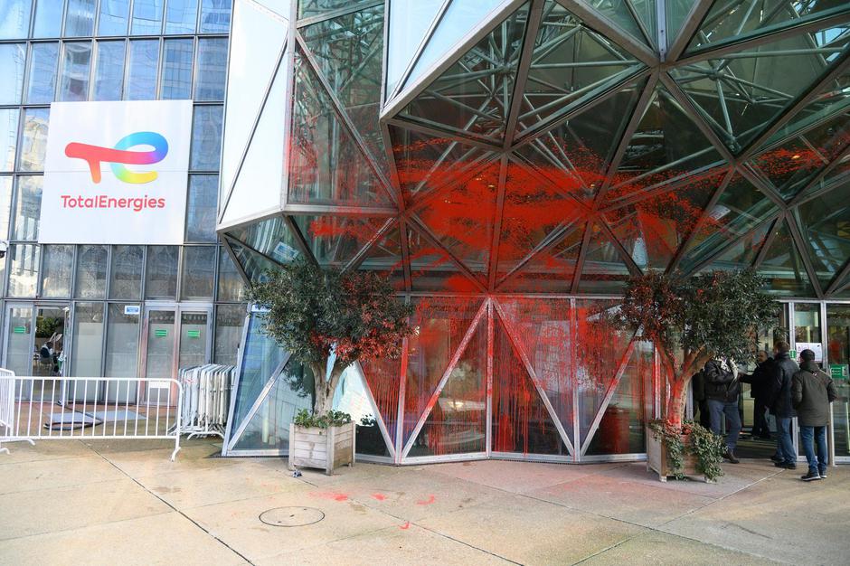 TotalEnergies Headquarters Sprayed With Red Paint - Paris