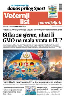 Večernji list naslovnica