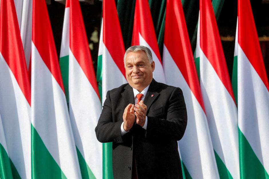 FILE PHOTO: Hungarian PM Viktor Orban delivers a speech for National Day, in Zalaegerszeg