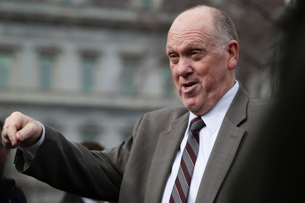 Tom Homan speaks to the media in Washington