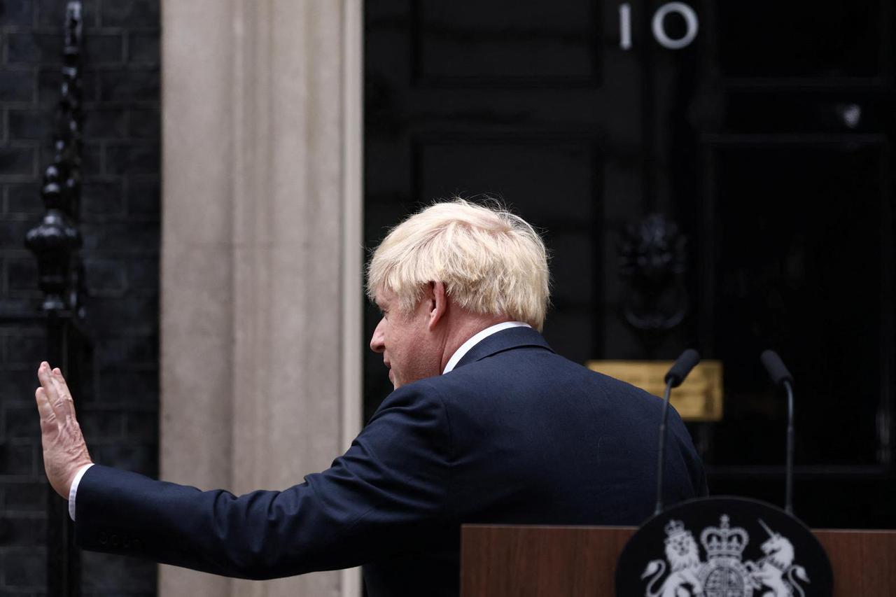 British PM Johnson speaks at Downing Street