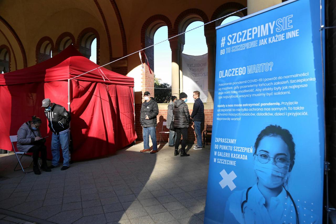 Mobile vaccination point against the coronavirus disease (COVID-19) set up at a cemetery in Szczecin