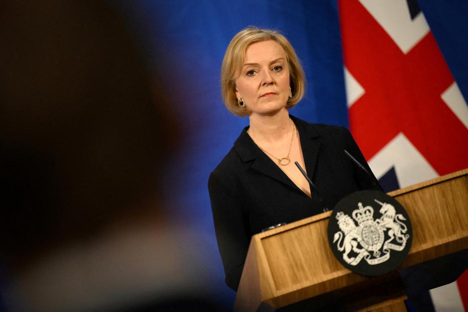 FILE PHOTO: British Prime Minister Liz Truss attends a news conference in London