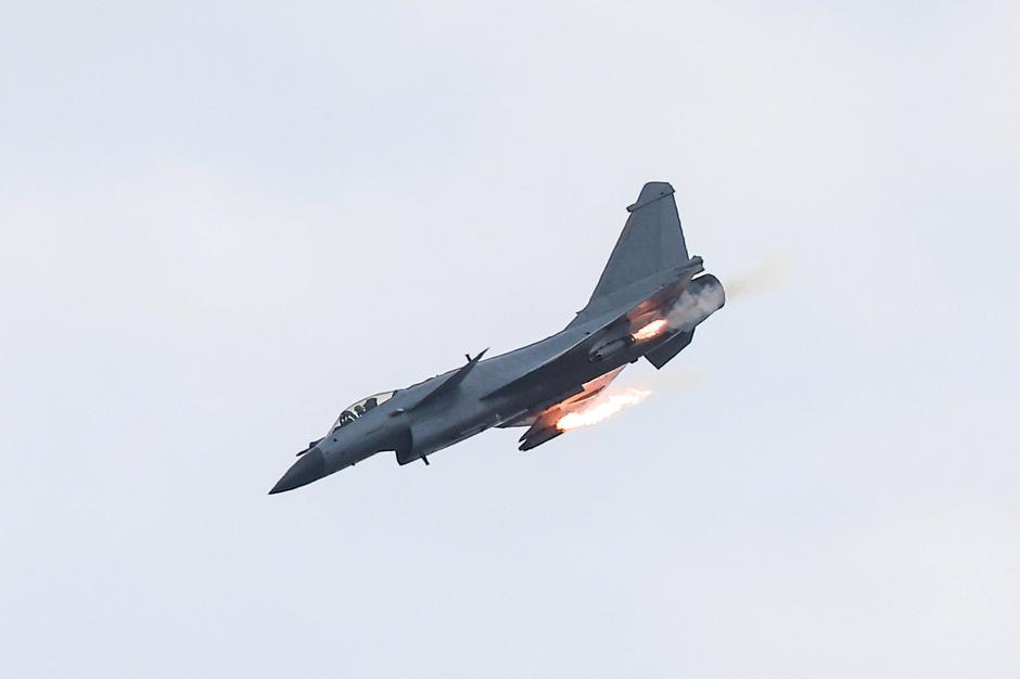 FILE PHOTO: A Chinese Chengdu J-10 fighter aircraft performs a flight during the Aviadarts competition outside Ryazan