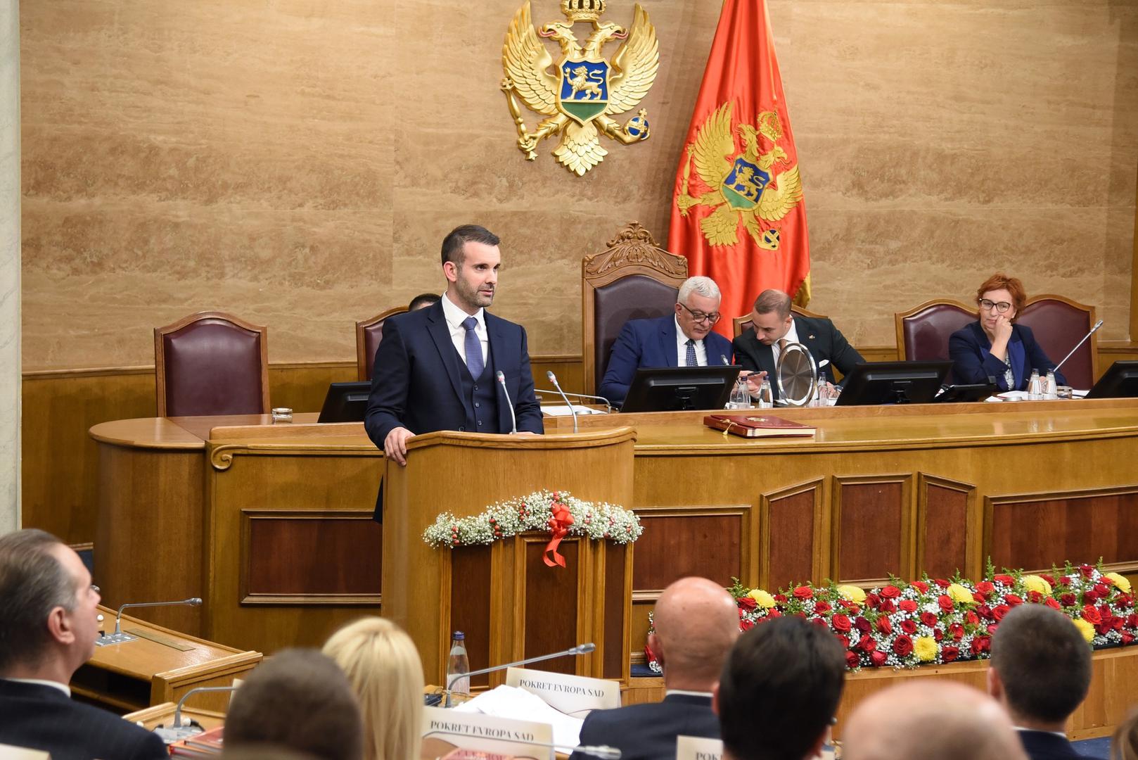 31, October, 2023, Podgorica - The session of the Assembly of Montenegro at which the new Government of Montenegro is elected. Milojko Spajic.    31, oktobar, 2023, Podgorica - Sednica Skupstine  Crne Gore na kojoj se bira nova Vlada Crne Gore.     Photo: R.R./ATAImages/PIXSELL