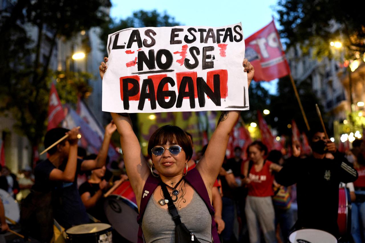 Argentines march against the government's agreement with the IMF, in Buenos Aires