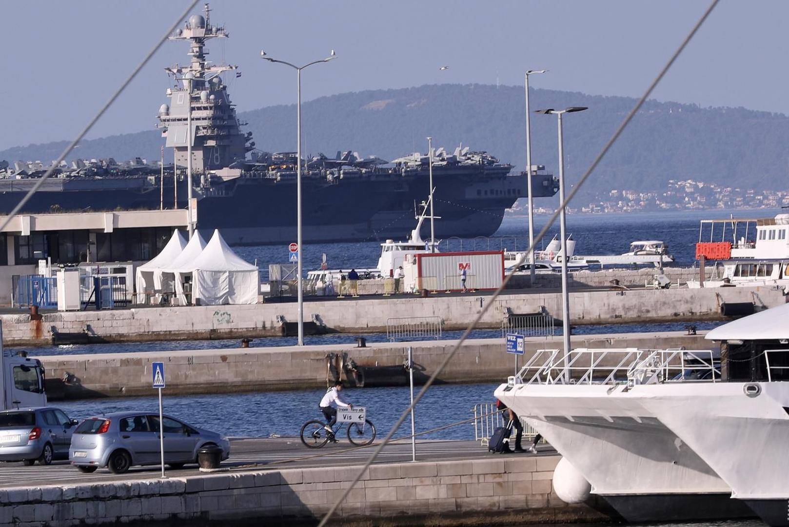 26.06.2023.,Split-Nosac aviona USS Gerald R. Ford (CVN 78) rano jutros stigao pred Split. Photo: Ivo Cagalj/PIXSELL