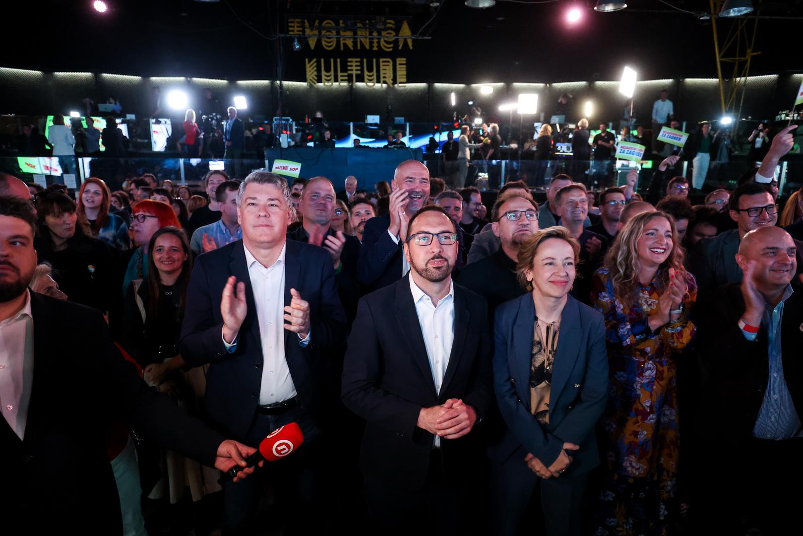 18.05.2025., Zagreb - Docek izbornih rezultata u izbornom stozeru stranke Mozemo! i SDP-a u Tvornici kulture. Photo: Igor Kralj/PIXSELL