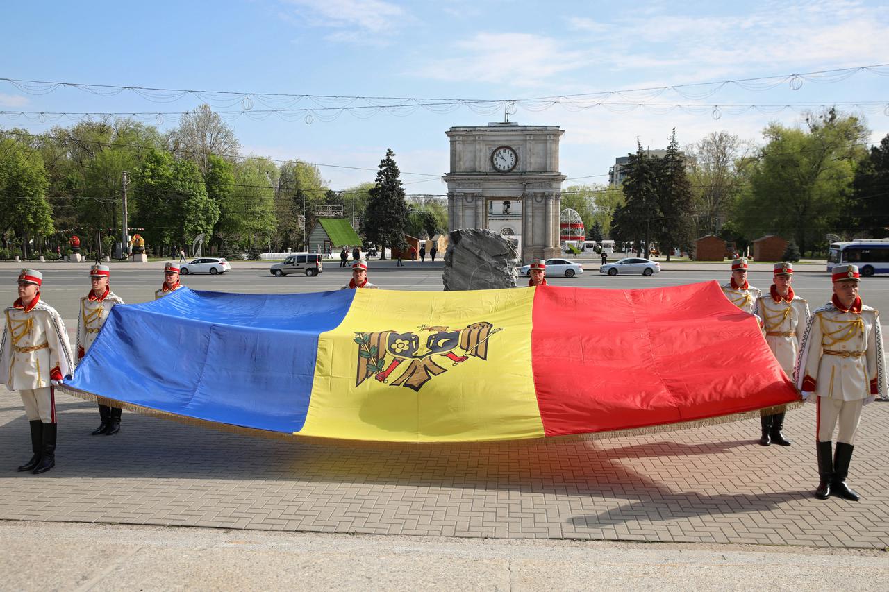 A ceremony marking the Moldovan State Flag Day in Chisinau