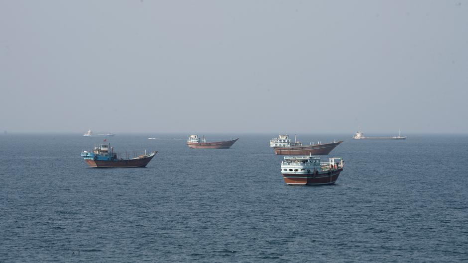 Vessels near the Strait of Hormuz, as seen from Musandam