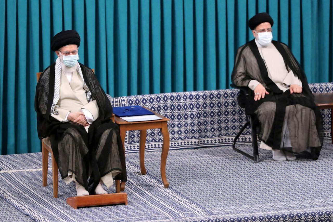 Iran's Supreme Leader Ayatollah Ali Khamenei attends the inauguration ceremony of Iran's new President Ebrahim Raisi, in Tehran