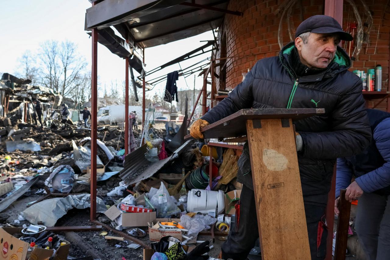 Russian attack on local market in Shevchenkove village in Kharkiv region