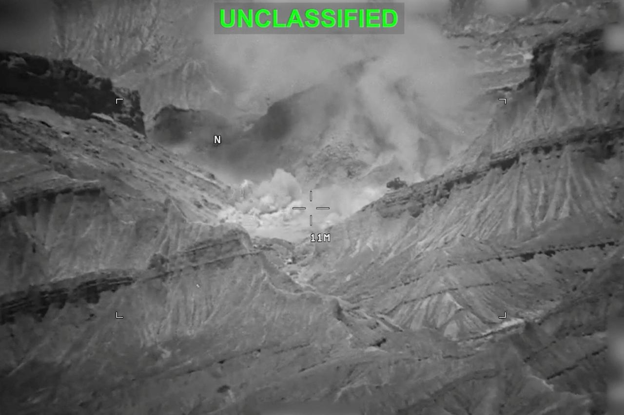 Explosions at an unknown location, during what U.S. Central Command says are strikes on Iran