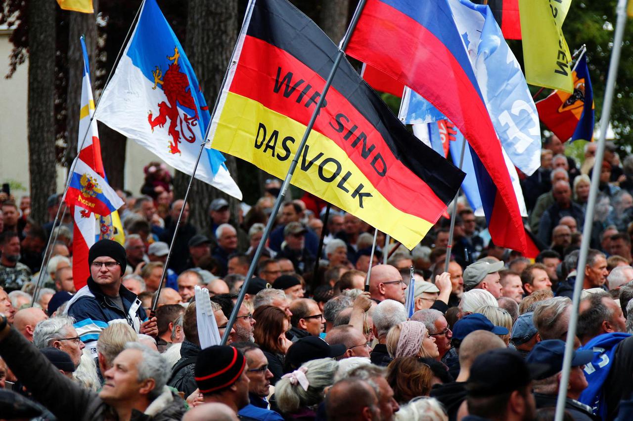 Demonstration for the controversial gas pipeline Nord Stream 2 in Lubmin