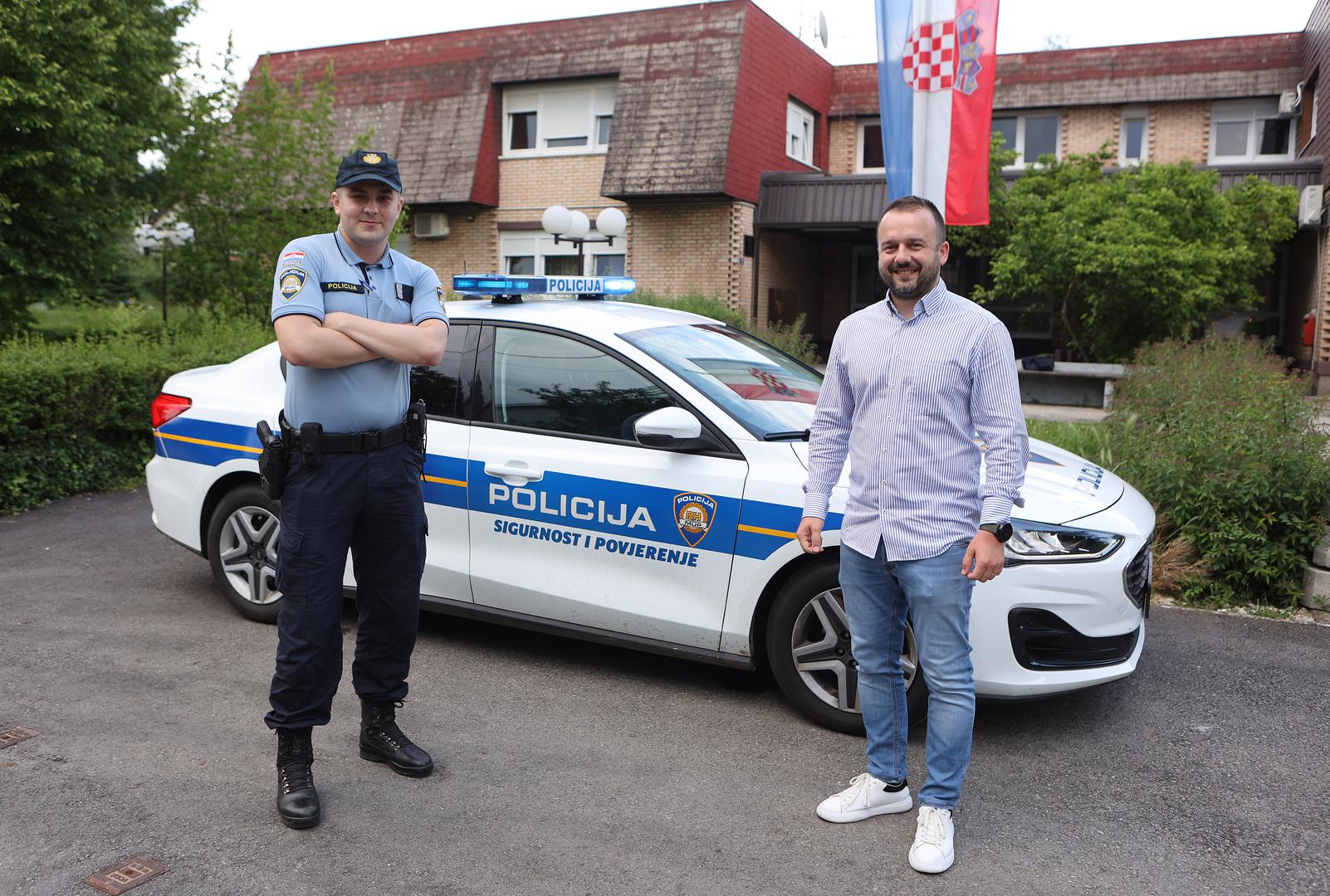 29.05.2023., Dugo selo - Ispred PP Dugo Selo razgovarali smo s policajcem Josipom koji je pod rotirkama pratio oca Kristian Tomic i rodilju do bolnice. Stigli su sigurno, a zena je 20 minuta kasnije rodila curicu. Photo: Marko Prpic/PIXSELL