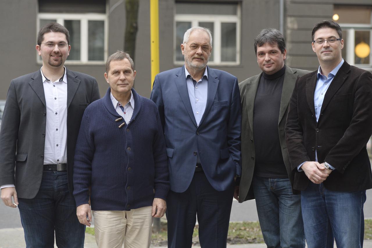 27.02.2015., Zagreb - Inicijatori Visia Croatice, jednog od ponudjaca za gradjanski otkup Imunoloskog zavoda (IZ).  Ivan Gaspar, Aleksandar Soltysik, Ivan Rude, Djuro Lubura, Leo Buljat.  Photo: Marko Lukunic/PIXSELL