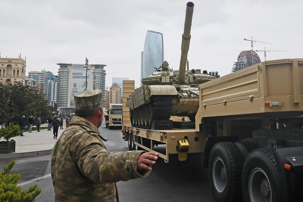 Rehearsal of military parade in Baku, Azerbaijan
