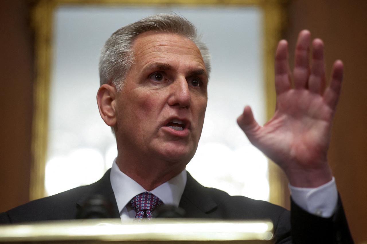 FILE PHOTO: U.S. House Speaker Kevin McCarthy (R-CA) holds a press conference in Washington