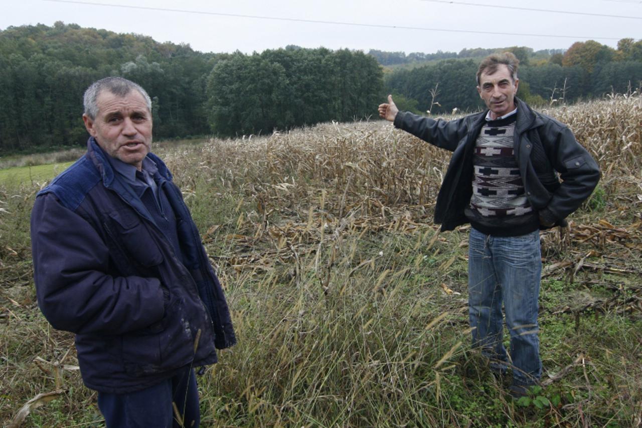 \'Koprivnica, 22.10.2010 - S lijeva:Dragan Vrbanec i Marijan Brezovec ogorceni su na Ivana Katavica zbog njegovog izbjegavanja da rijesi problem divljaci koja iz njegovog lovista odlazi na njihove ora