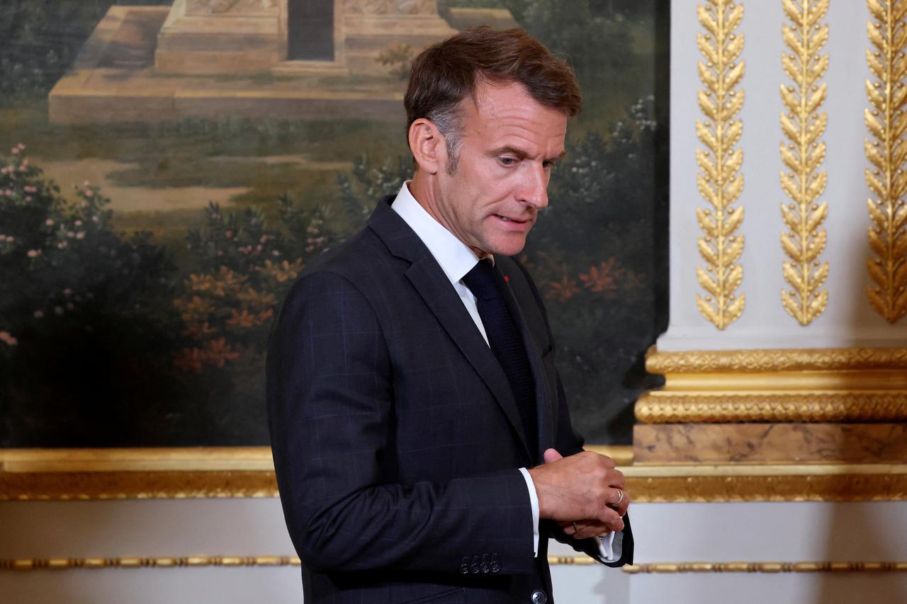 Gabon's President Brice Oligui Nguema attends a signing ceremony during his state visit, in Paris