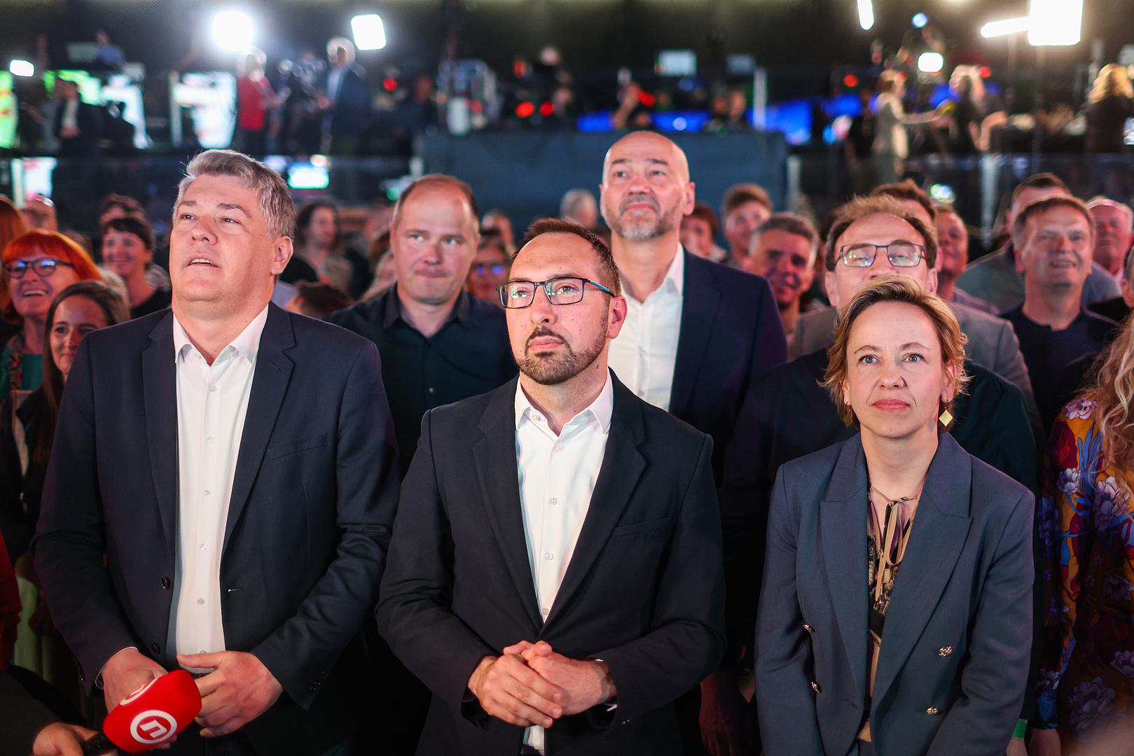 18.05.2025., Zagreb - Docek izbornih rezultata u izbornom stozeru stranke Mozemo! i SDP-a u Tvornici kulture. Photo: Goran Stanzl/PIXSELL