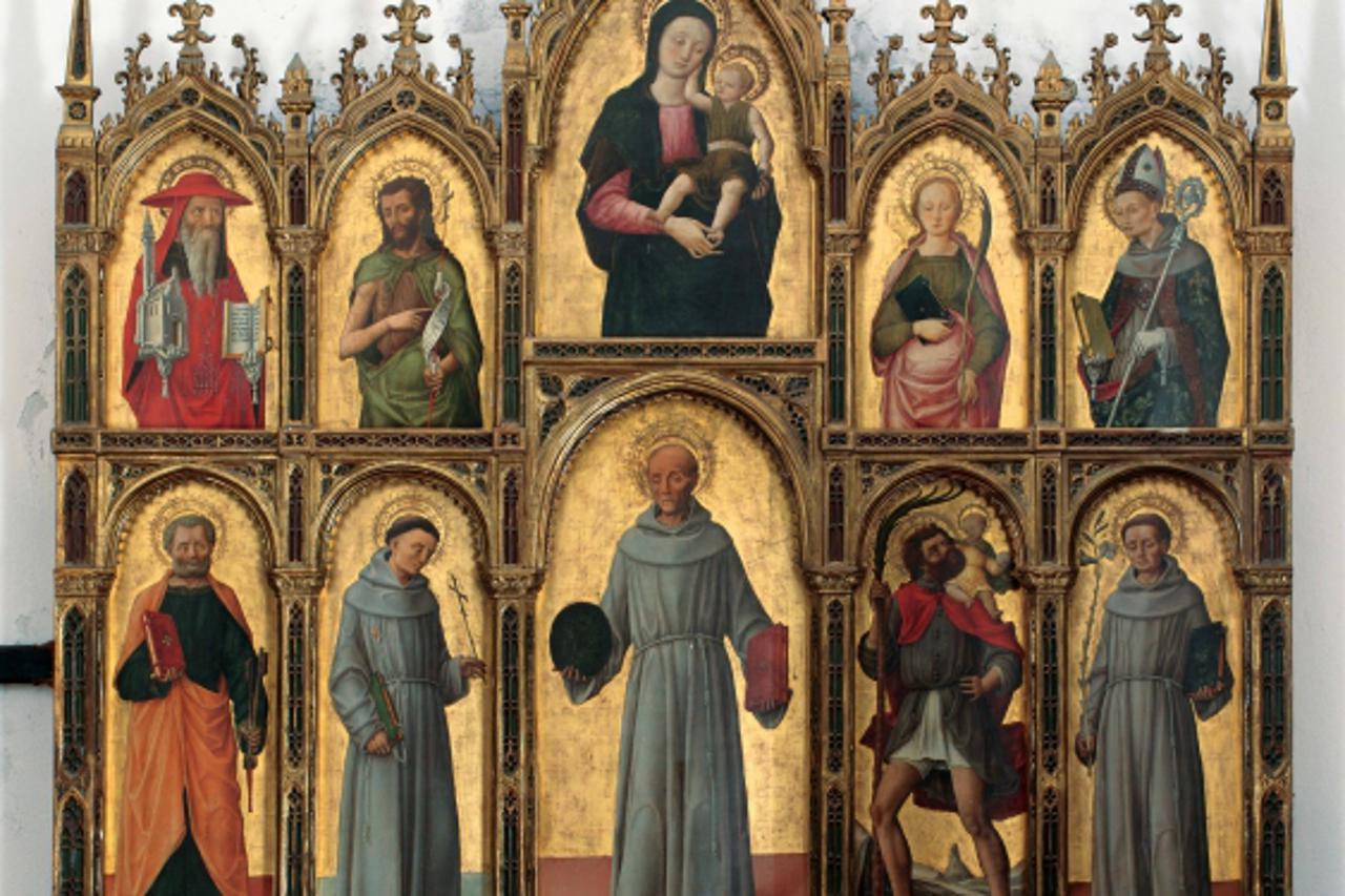 'Antonio i Bartolomeo Vivarini, (Antonio, oko 1418-1420.-1476-1484; Bartolomeo: Venecija, oko 1430.-nakon 1491.), 1458. godina, Kampor na Rabu - poliptih iz franjevacke crkve - na izlozbi u Klovicevim