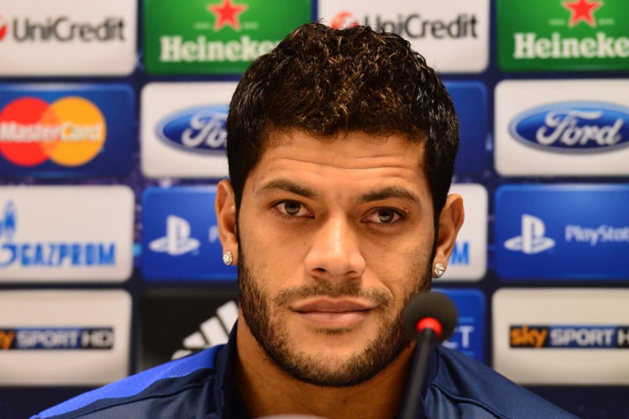 'FC Zenit Brazilian forward Hulk listens during a press conference on the eve of their Champions League match against AC Milan on December 3, 2012  at the at San Siro Stadium in Milan. AFP PHOTO / GIU