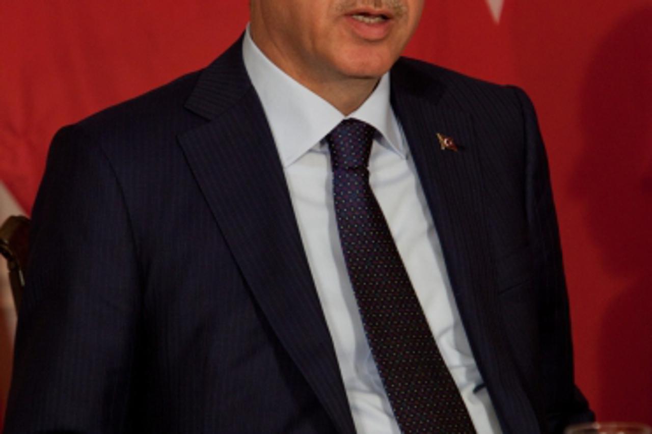 'Prime Minister Recep Tayyip Erdogan of Turkey holds a bilateral meeting with United States President Obama (not pictured) at the United Nations General Assembly in New York, New York on Tuesday, Sept