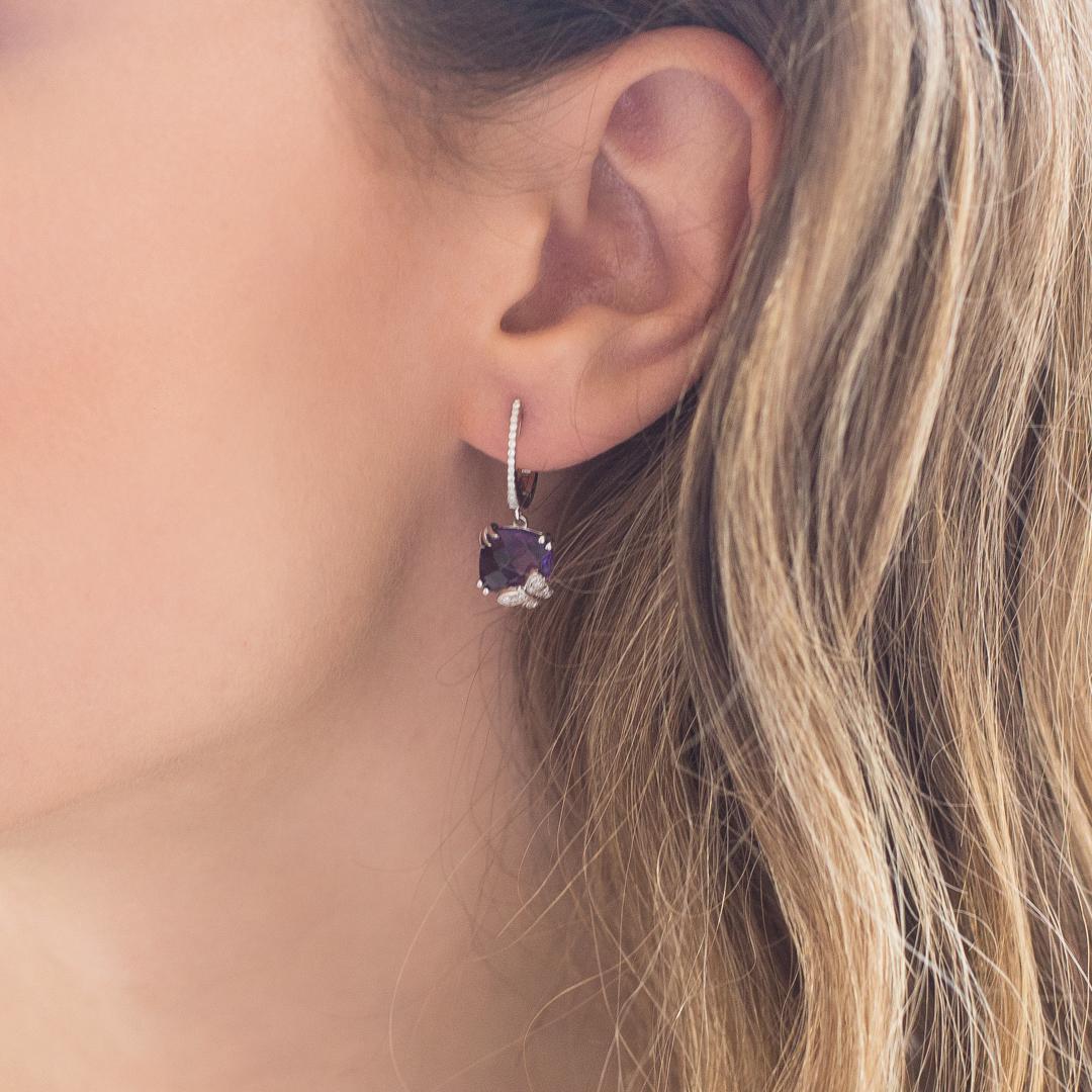 Zlatne naušnice s briljantima i ametistom,redovna cijena 10650 KN, s popustom 7987 kn, Zaks 