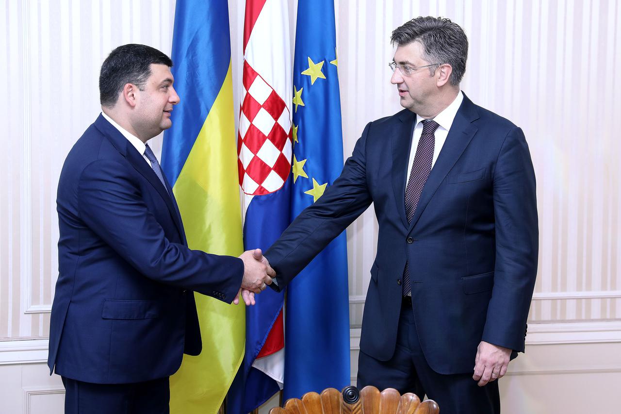 Predsjednik Vlade Plenković s predsjednikom Vlade Ukrajine Groysmanom