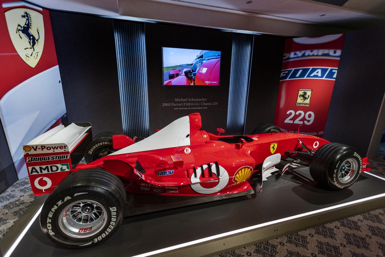 Schumacher F1 Ferrari preview at Sotheby's in Geneva