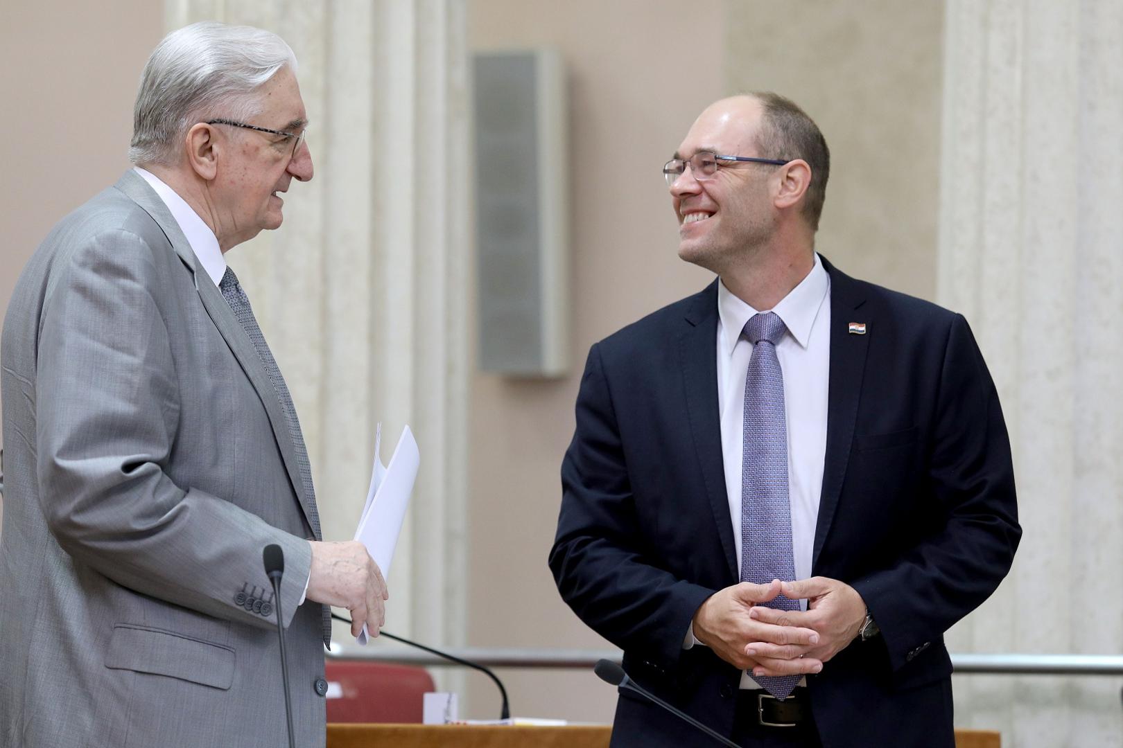08.05.2020., Zagreb - Sabor je 16. sjednicu nastavio raspravom o izvjescu o radu pucke pravobraniteljice. Miroslav Tudjman, Davor Ivo StierPhoto: Patrik Macek/PIXSELL