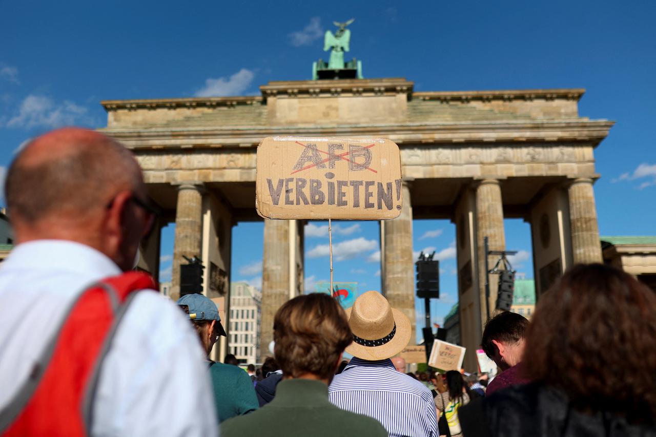 Protest calling for a ban on the far-right Alternative for Germany party (AfD), in Berlin