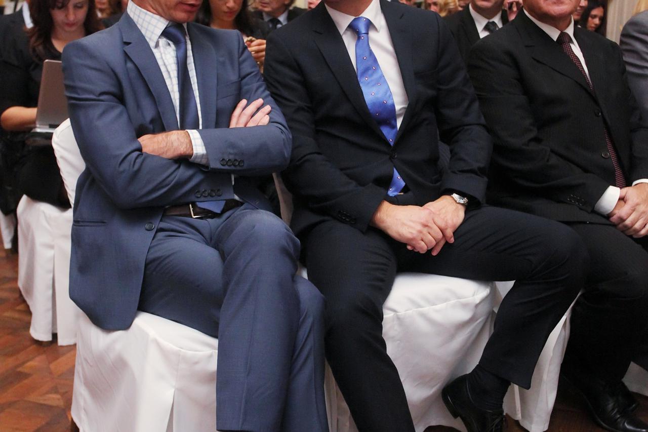 20.10.2014., Zagreb - U hotelu Esplanade odrzana je 15. obljetnica Hrvatske udruge banaka. Boris Vujcic, Branko Grcic