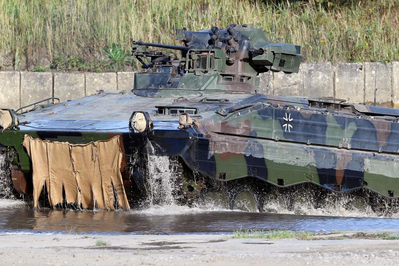 FILE PHOTO: A Marder armoured infantry fighting vehicle of the German army Bundeswehr takes part in an exercise during a media day in Munster