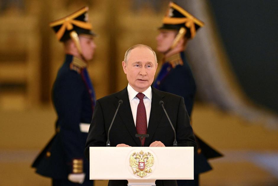 Russian President Putin attends a ceremony in Moscow