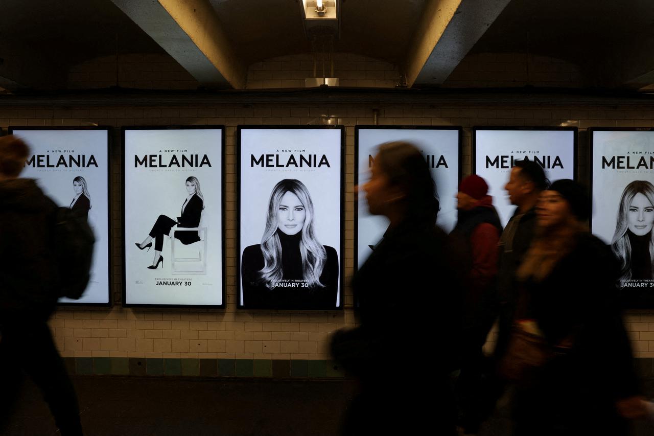 FILE PHOTO: Movie posters featuring first lady Melania Trump are displayed in a New York City subway station
