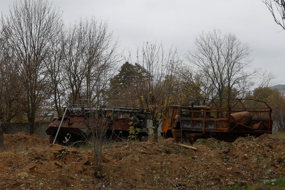 Destroyed Russian military vehicles are seen after Russia's retreat from Kherson, in Kherson