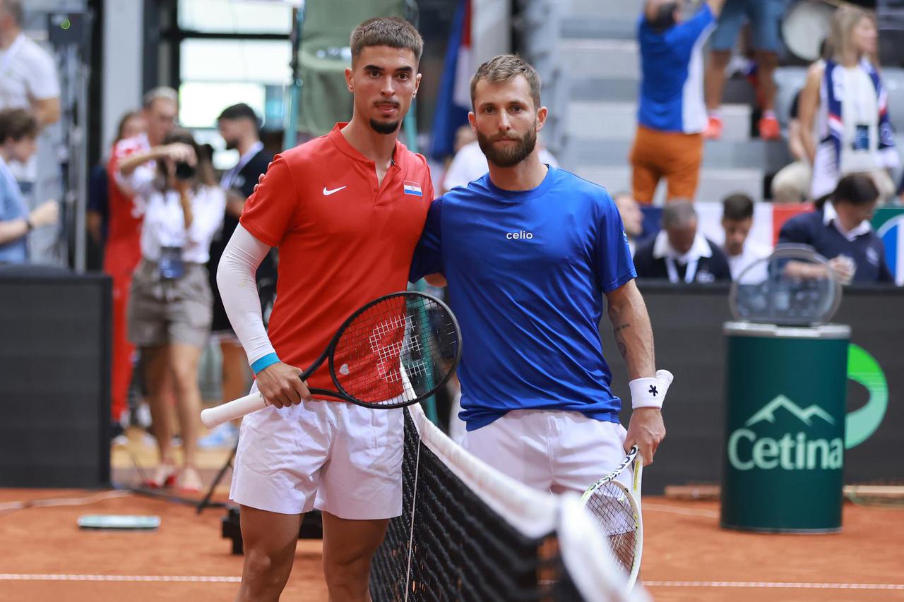 Osijek: Davis Cup, Hrvatska - Francuska, Dino Prižmić - Corentin Moutet