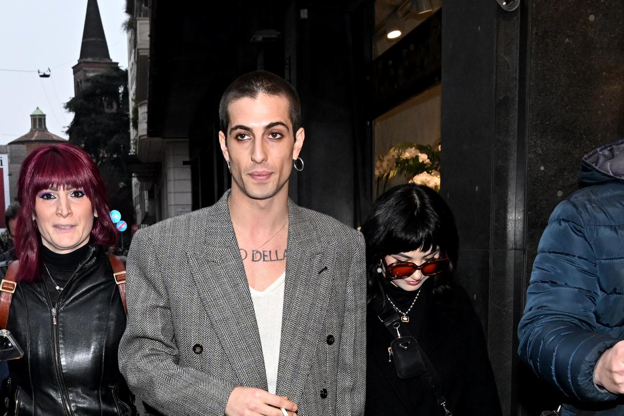 Milan, Milan Fashion Week. Arrivals - Exit Palazzo Parigi, Damiano David - Maneskin with his girlfriend Giorgia Soleri