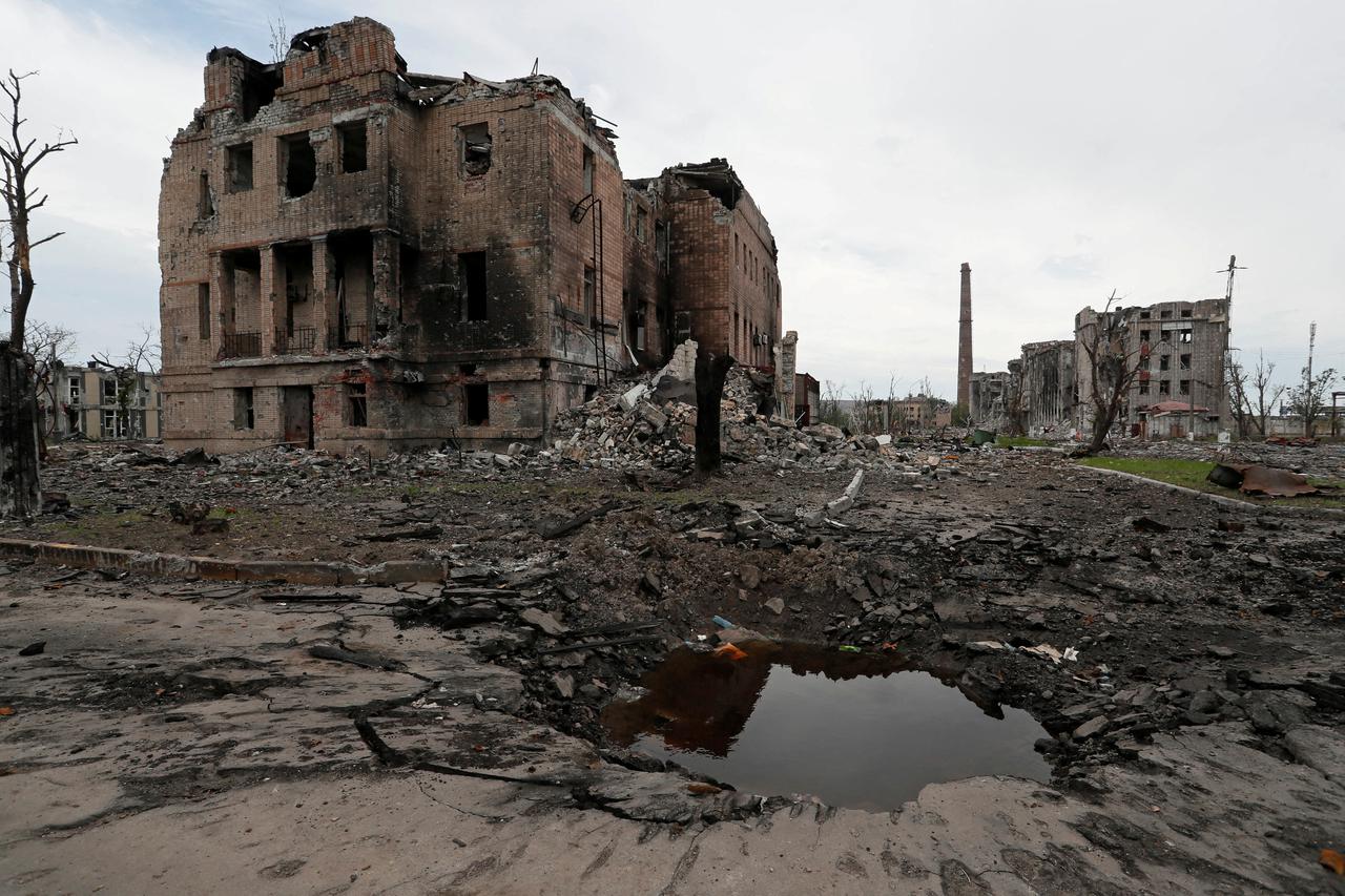 FILE PHOTO: A view shows destroyed facilities of Azovstal steel plant in Mariupol